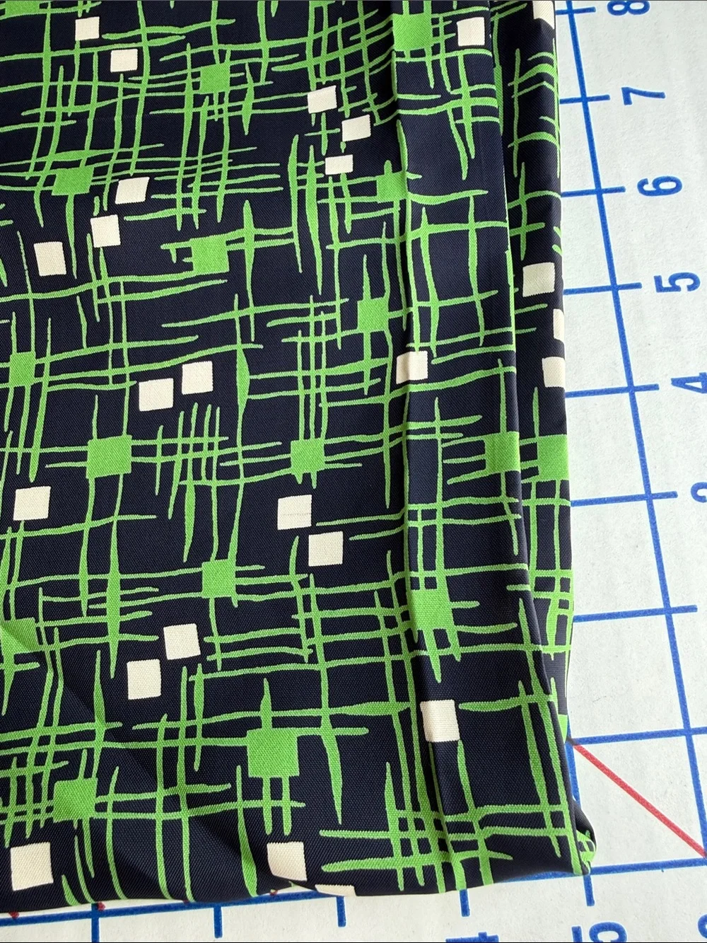 Vintage 1950s MCM Abstract Fabric Navy/Black Green Ivory 5 Yards x 36 Drapey